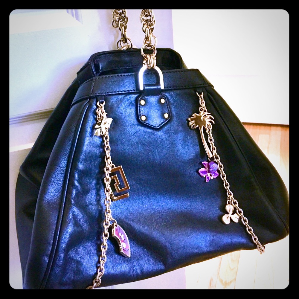 Versace for H&M Black leather palm tree purse!!